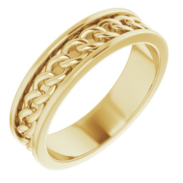 14K Yellow 6 mm Link Design Band - Balacia