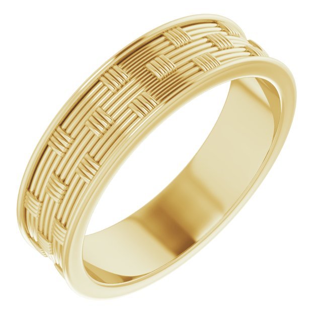 14K Yellow 6 mm Patterned Band - Balacia