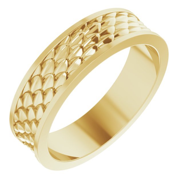 14K Yellow 6 mm Scale Patterned Band - Balacia