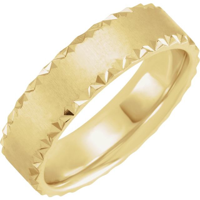 14K Yellow 6 mm Scalloped Edge Band with Satin Finish - Balacia
