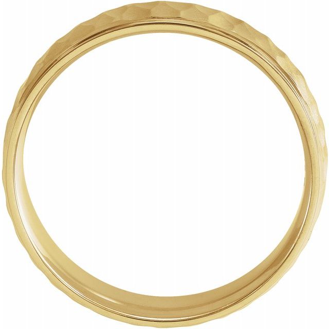 14K Yellow 6 mm Step - Edge Band with Matte Hammer Finish - Balacia