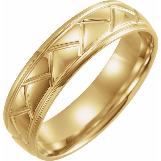14K Yellow 6 mm Tread Pattern Band - Balacia