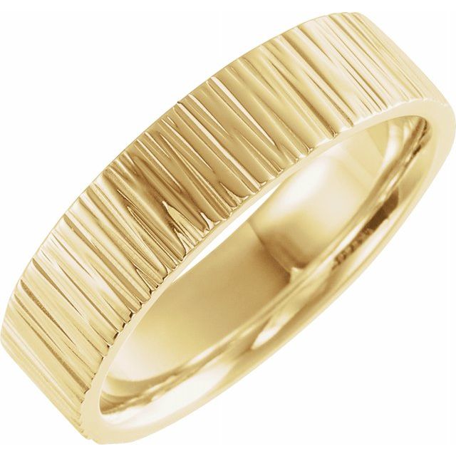 14K Yellow 6 mm Tree Bark Pattern Band - Balacia