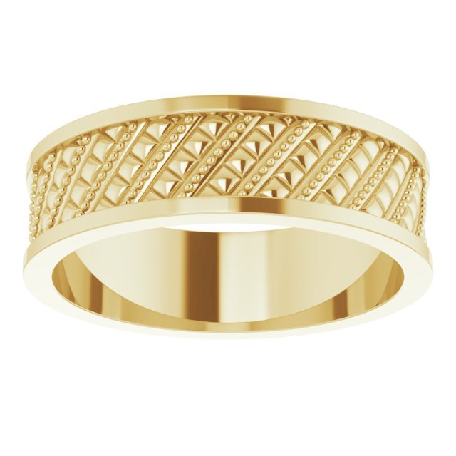 14K Yellow 7 mm Geometric Band - Balacia