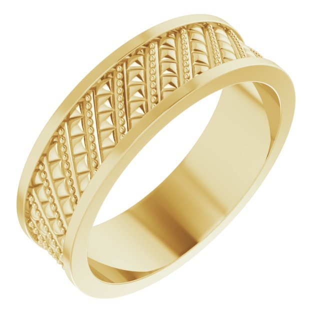 14K Yellow 7 mm Geometric Band - Balacia