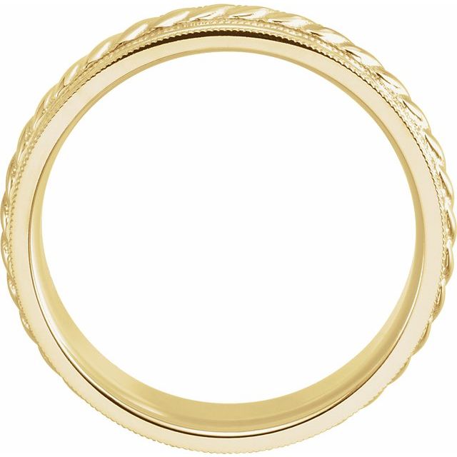 14K Yellow 7 mm Rope Pattern Band with Milgrain - Balacia
