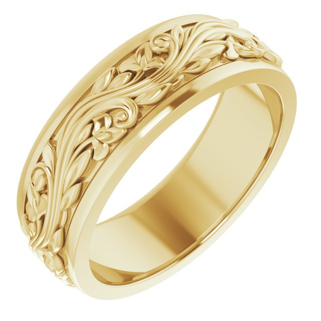 14K Yellow 7 mm Sculptural - Inspired Band - Balacia