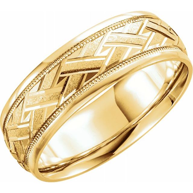 14K Yellow 7 mm Woven - Design Band - Balacia