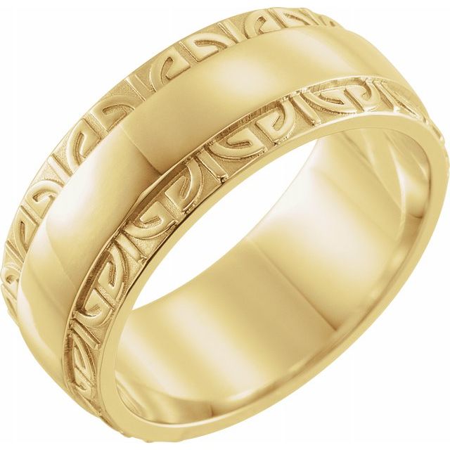 14K Yellow 8 mm Sculptural Edge Band - Balacia