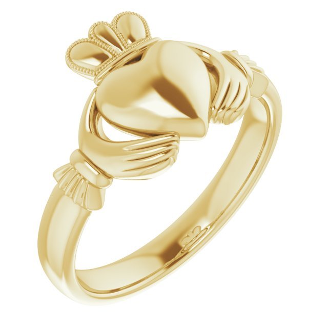 14K Yellow 8.5 mm Claddagh Ring - Balacia