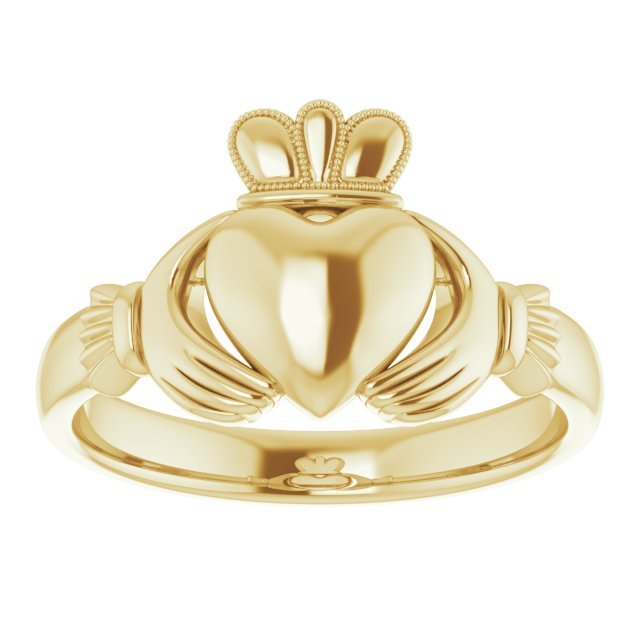 14K Yellow 8.5 mm Claddagh Ring - Balacia