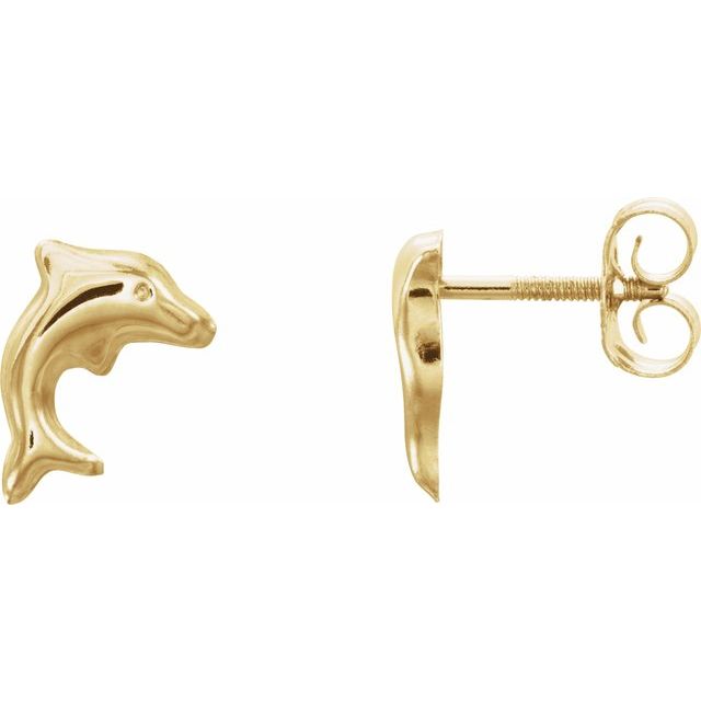 14K Yellow Dolphin Earrings - Balacia