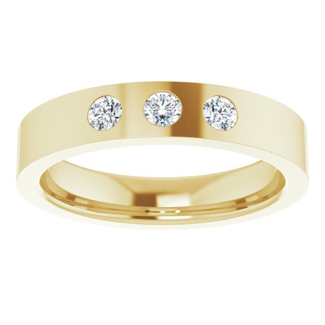 14K Yellow Gold 1/5 CTW Diamond 3 - Stone Flat Band - Balacia