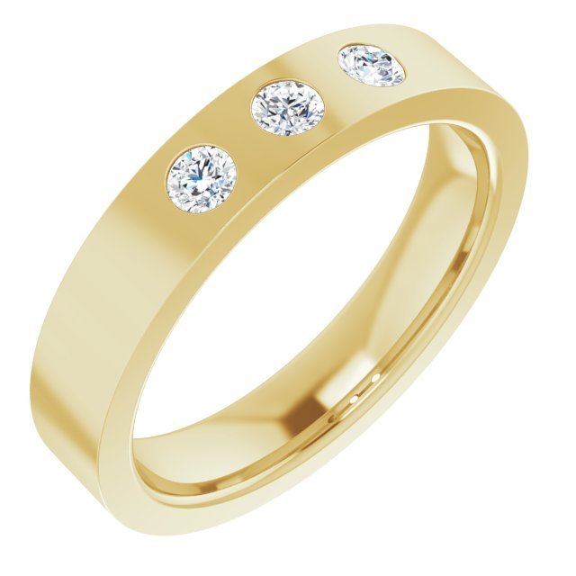 14K Yellow Gold 1/5 CTW Diamond 3 - Stone Flat Band - Balacia