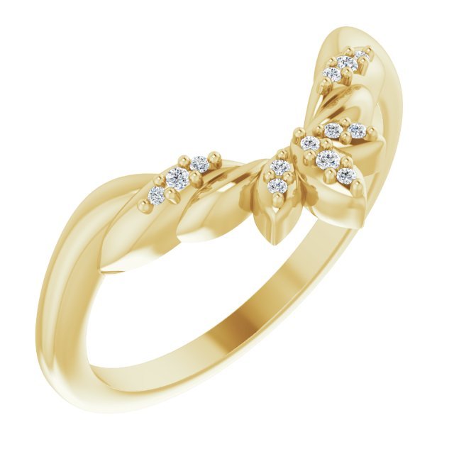 14k Yellow Gold Diamond Floral - Inspired Contour Band - Balacia