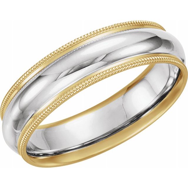 14K Yellow & Platinum & 14K Yellow 6 mm Grooved Band with Milgrain - Balacia