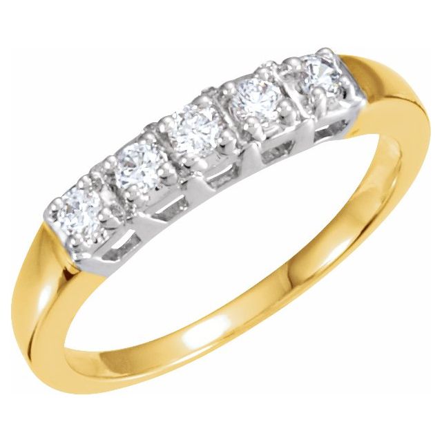 14K Yellow & White 2.2 mm Five - Stone Anniversary Band - Balacia