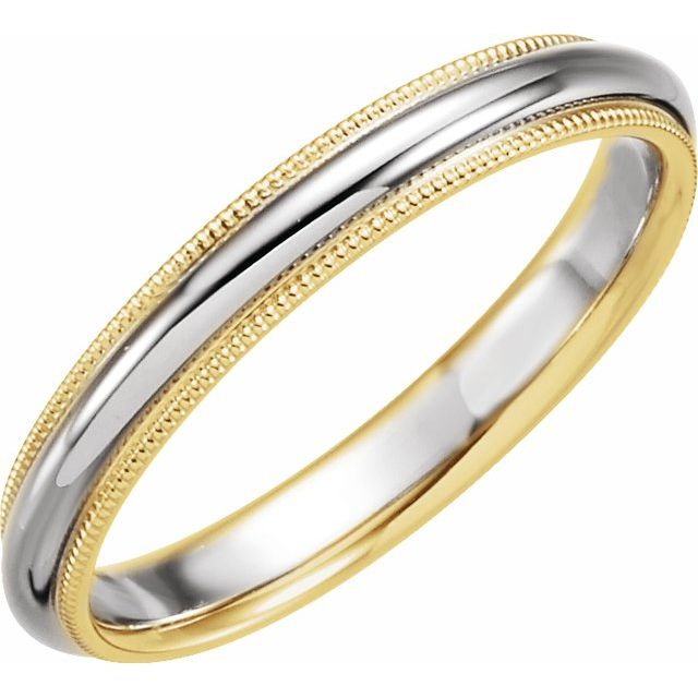 14K Yellow & White 3.5 mm Half Round Band with Milgrain - Balacia