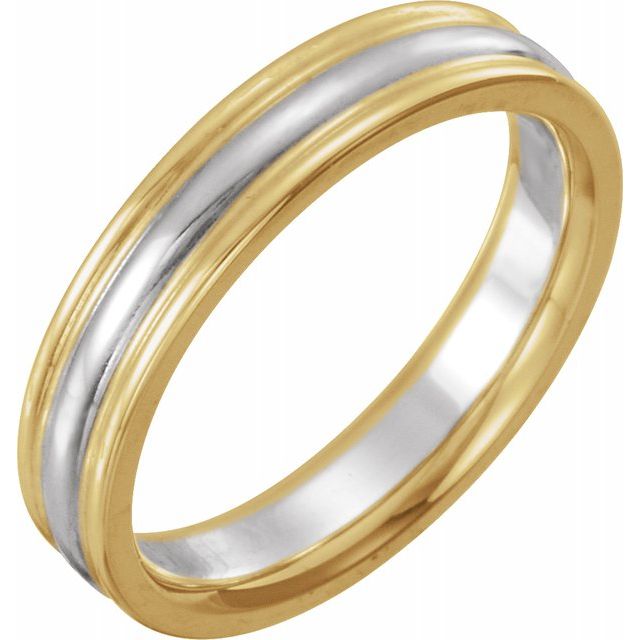 14K Yellow & White 4 mm Grooved Band - Balacia