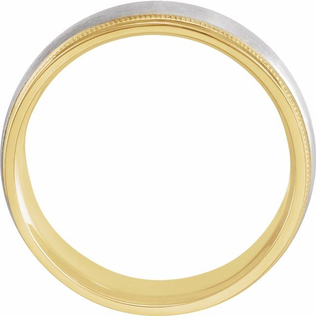 14K Yellow/White 7 mm Flat Edge Band with Matte Finish - Balacia