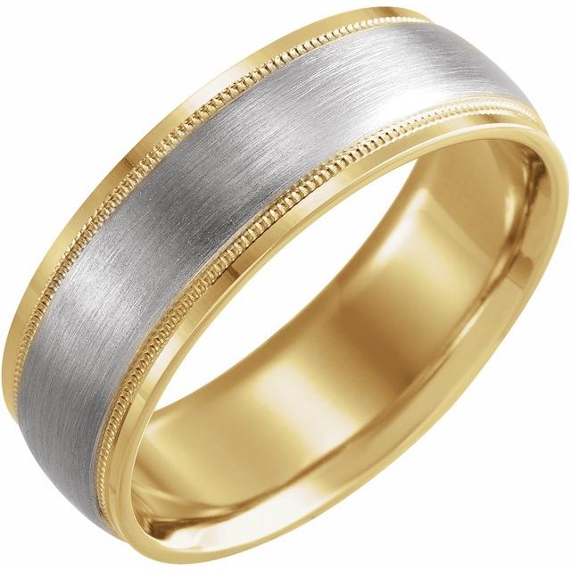 14K Yellow/White 7 mm Flat Edge Band with Matte Finish - Balacia