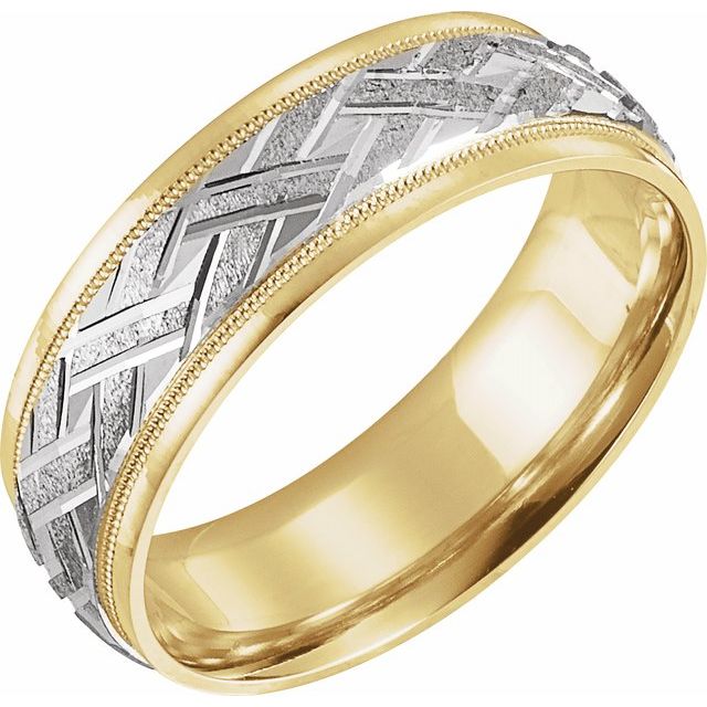 14K Yellow/White 7 mm Woven - Design Band - Balacia