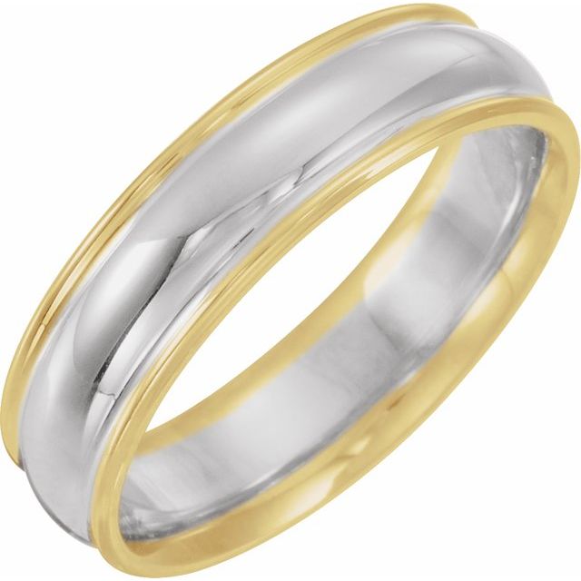 14K Yellow/White/Yellow 6 mm Grooved Band - Balacia