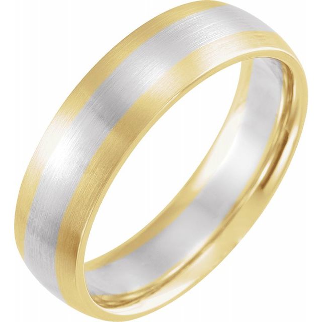 14K Yellow/White/Yellow 6 mm Half Round Band with Satin Finish - Balacia