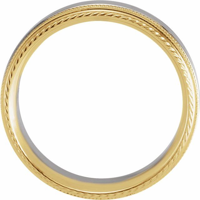 14K Yellow/White/Yellow 6 mm Rope Edge Band with Milgrain - Balacia
