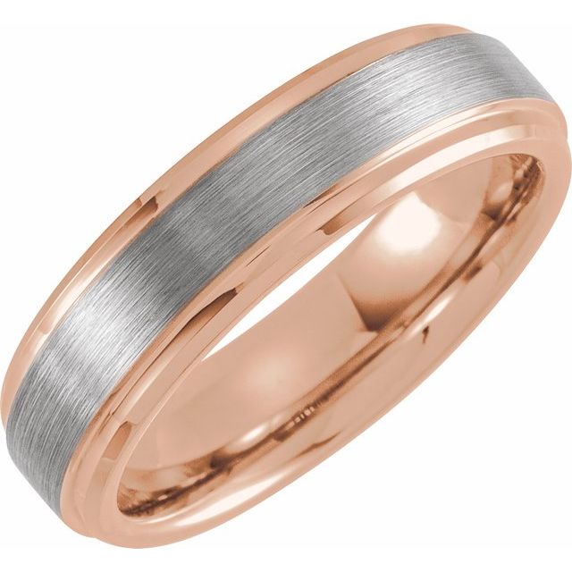 18K Rose Gold PVD Tungsten 6 mm Beveled - Edge Band with Satin Finish - Balacia