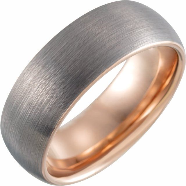 18K Rose Gold PVD Tungsten 6 mm Half Round Band With Satin Finish - Balacia