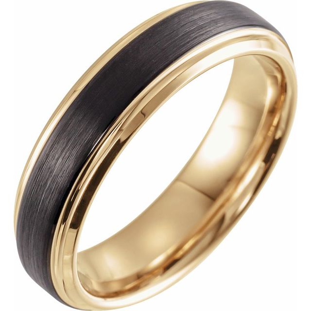 18K Yellow Gold & Black PVD Tungsten 6 mm Beveled - Edge Band - Balacia