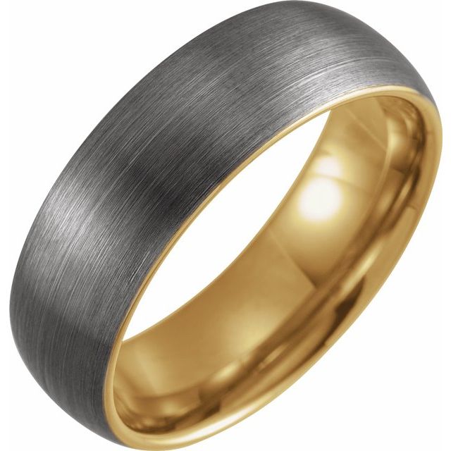 18K Yellow Gold PVD Tungsten 8 mm Half Round Band - Balacia