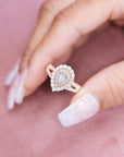 1.21 ctw Pear Natural Diamond Halo Engagement Ring