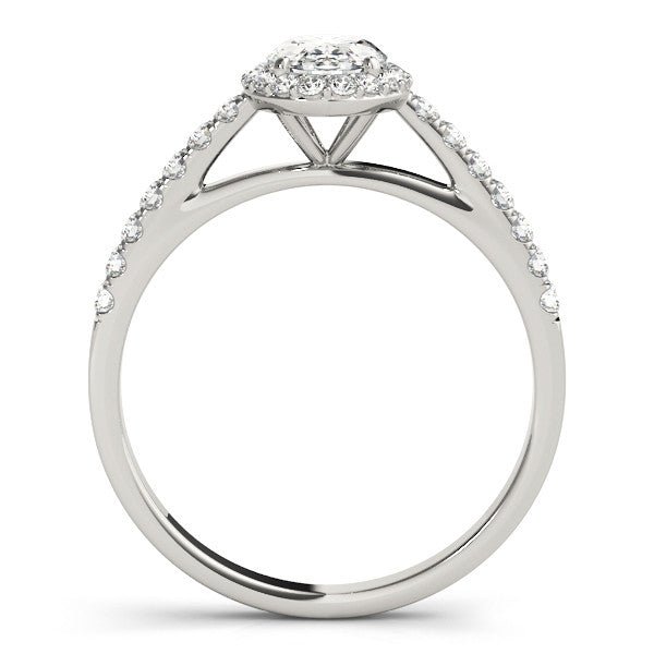 Oval Halo Moissanite Engagement Ring cathedral