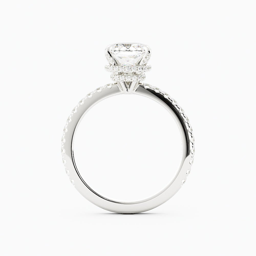 Double hidden halo engagement ring