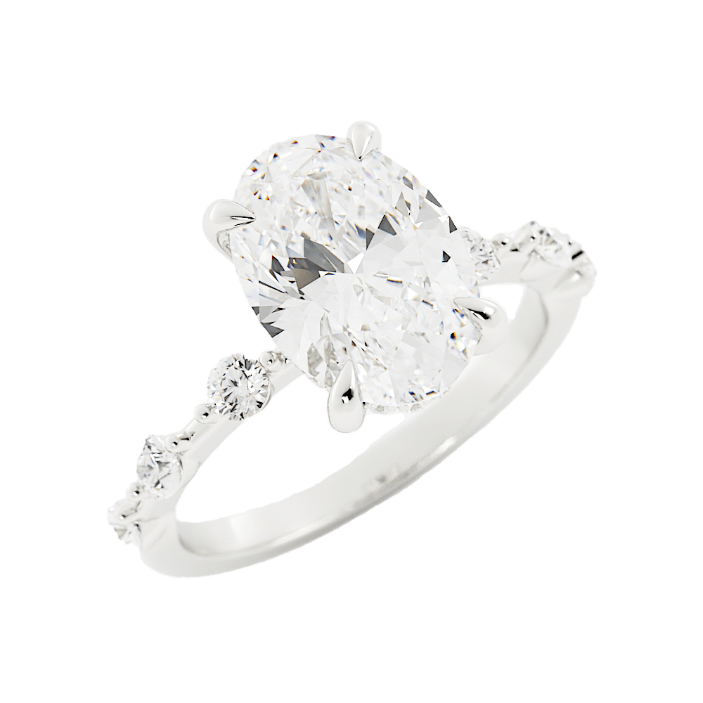 2.6 Carat Oval Cut Diamond Engagement Ring 14k White Gold - Balacia