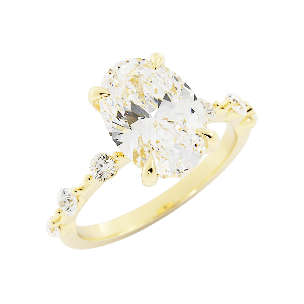 2.6 Carat Oval Cut Diamond Engagement Ring 14k Yellow Gold - Balacia