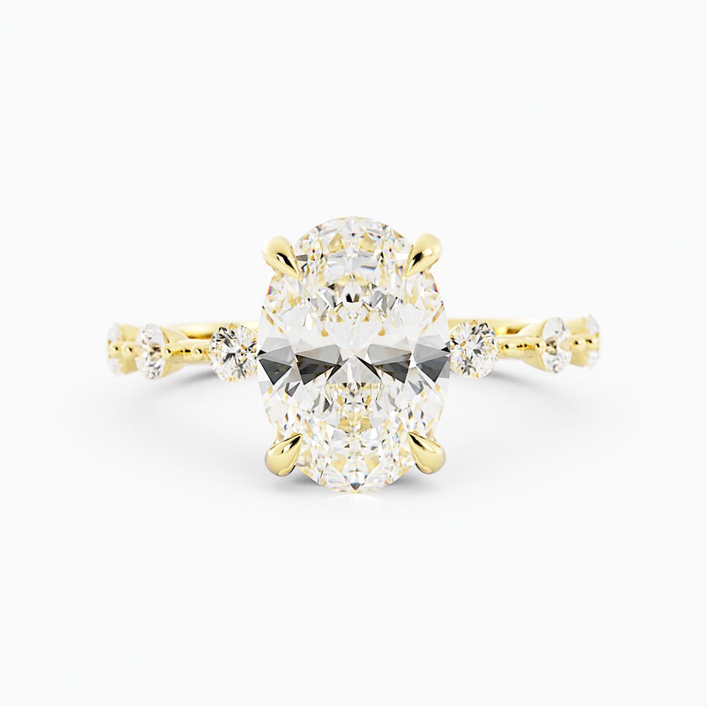 2.6 Carat Oval Cut Moissanite Engagement Ring 14k Yellow Gold - Balacia