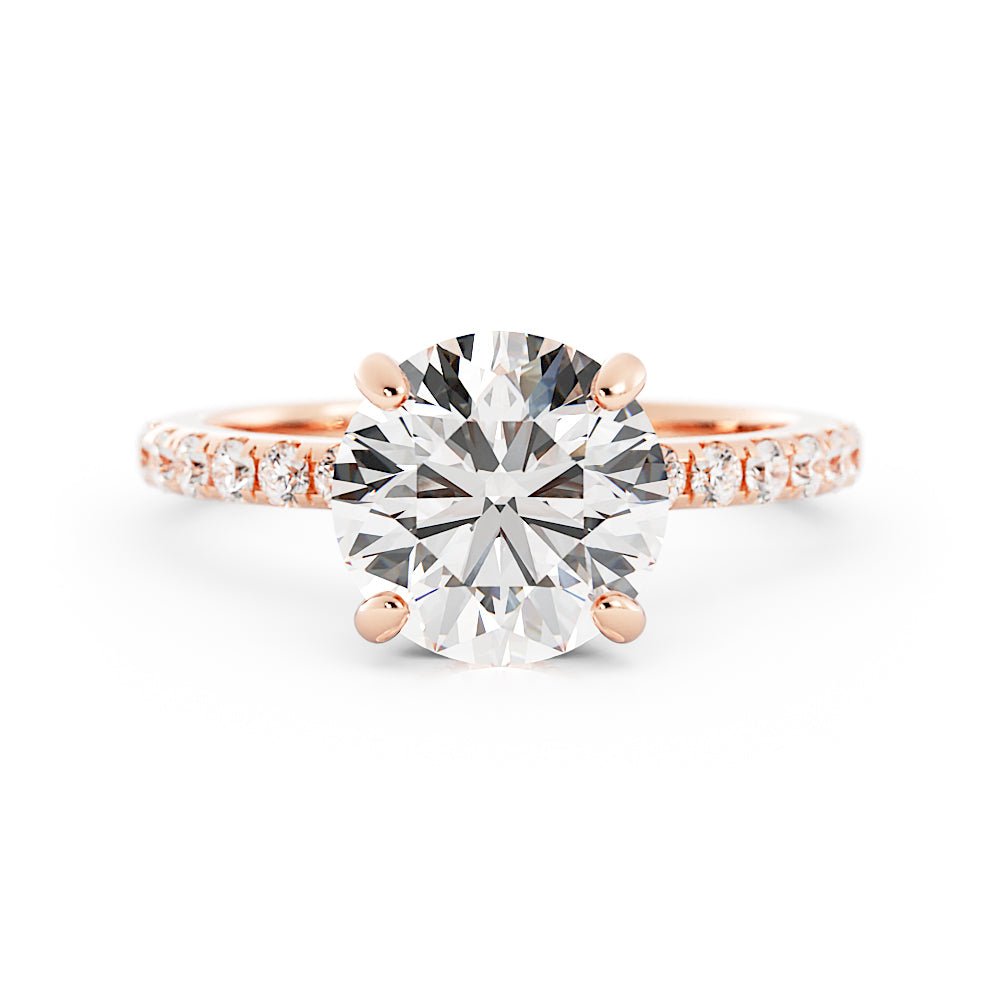 2.6 Carat Round Cut Moissanite Engagement Ring 14k Rose Gold - Balacia