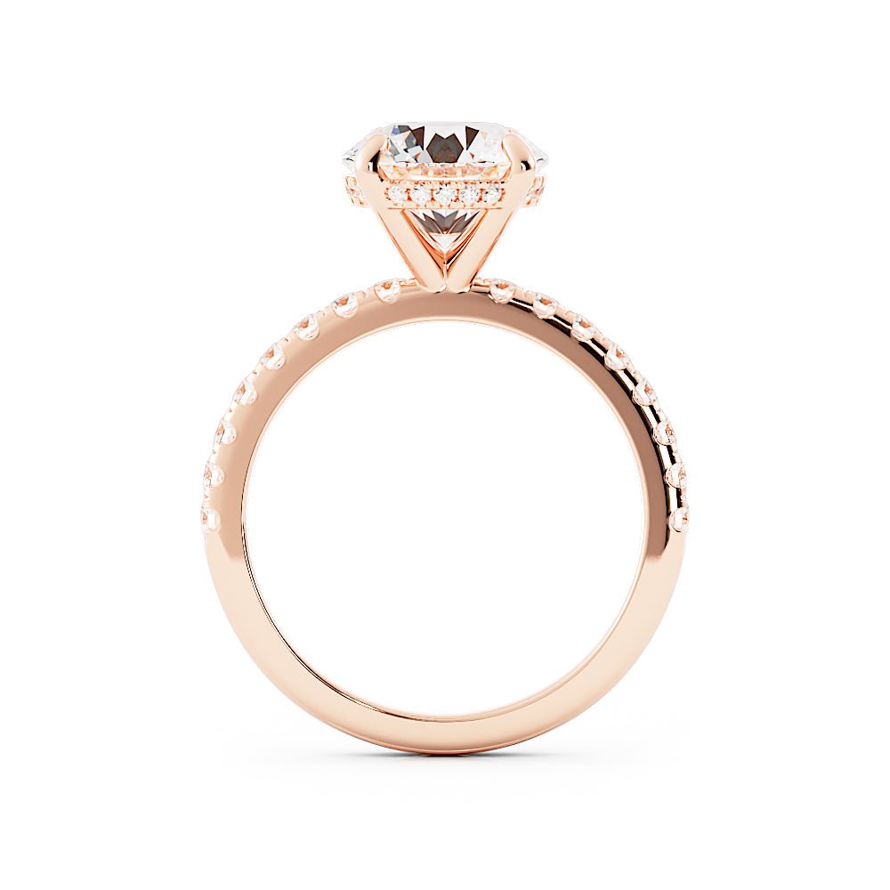 2.6 Carat Round Cut Moissanite Engagement Ring 14k Rose Gold - Balacia