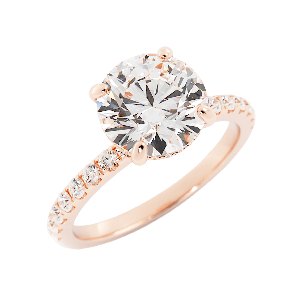 2.6 Carat Round Cut Moissanite Engagement Ring 14k Rose Gold - Balacia