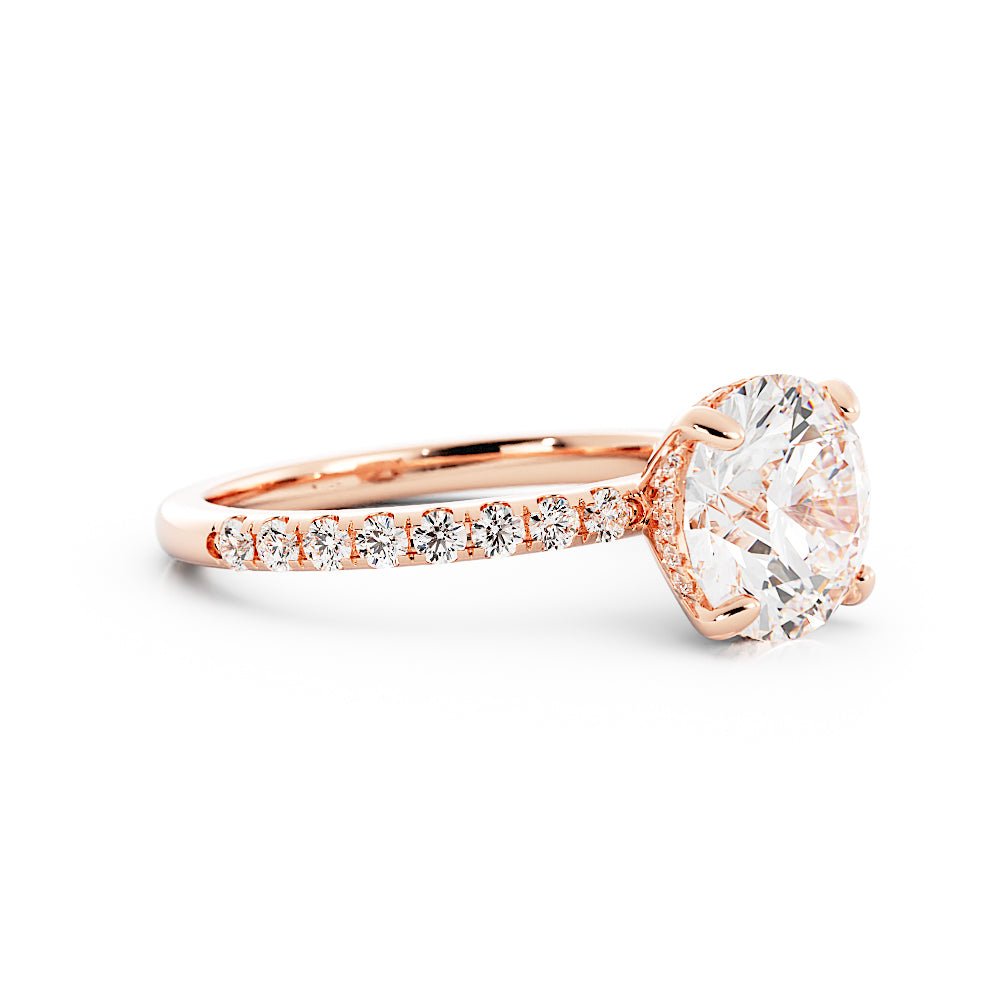 2.6 Carat Round Cut Moissanite Engagement Ring 14k Rose Gold - Balacia