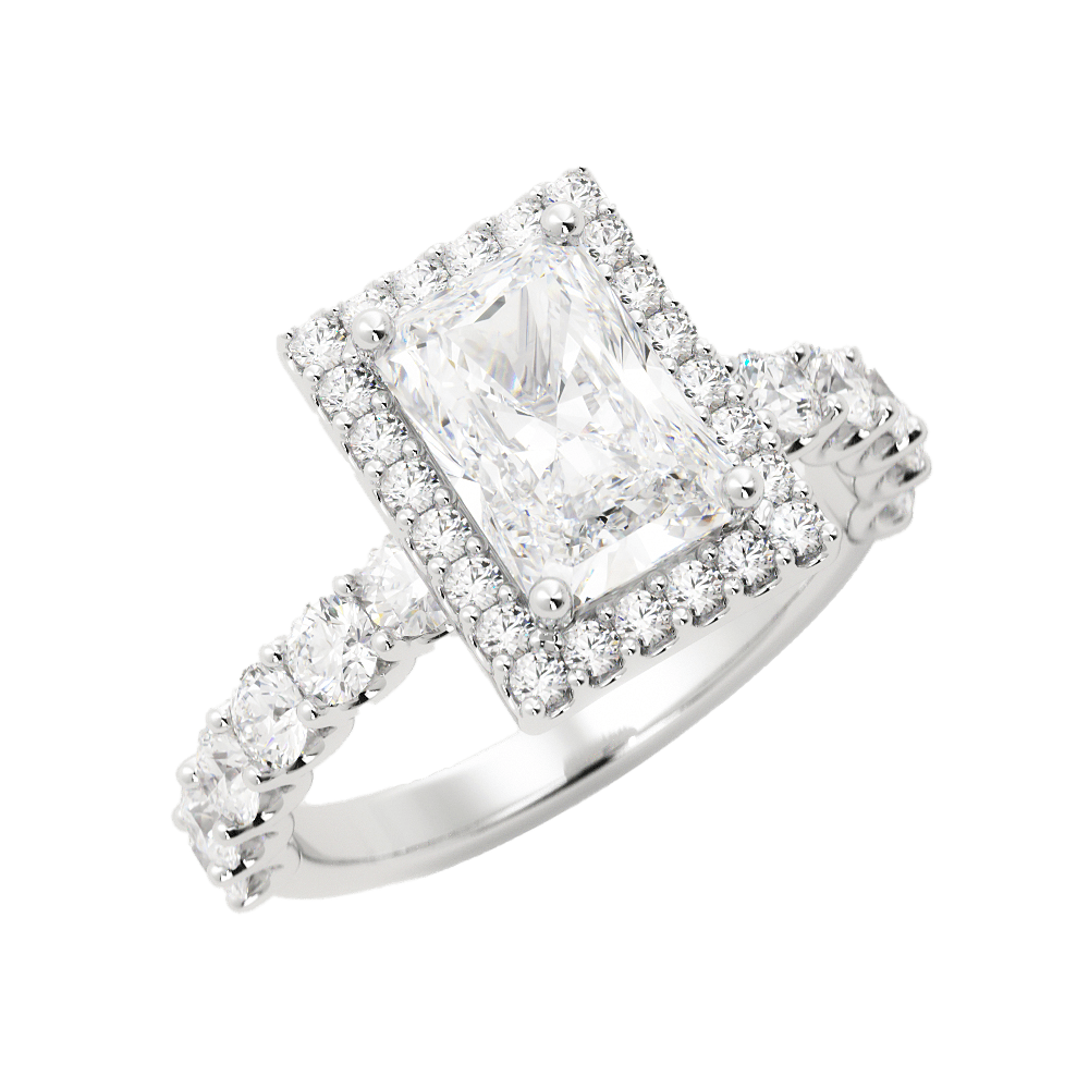 Radiant Cut Diamond Halo Engagement Ring