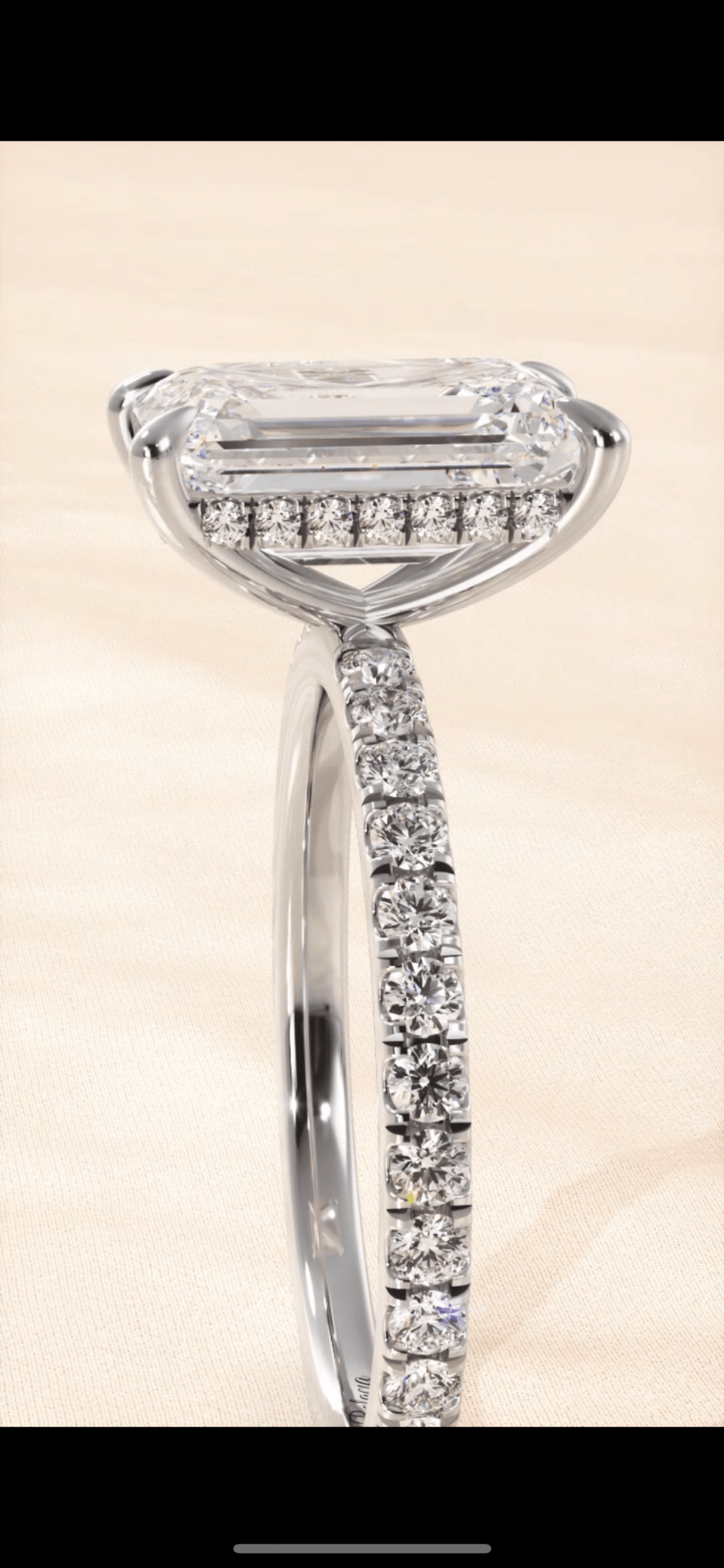 3 Carat Emerald Cut Diamond Hidden Halo Engagement Ring - Balacia