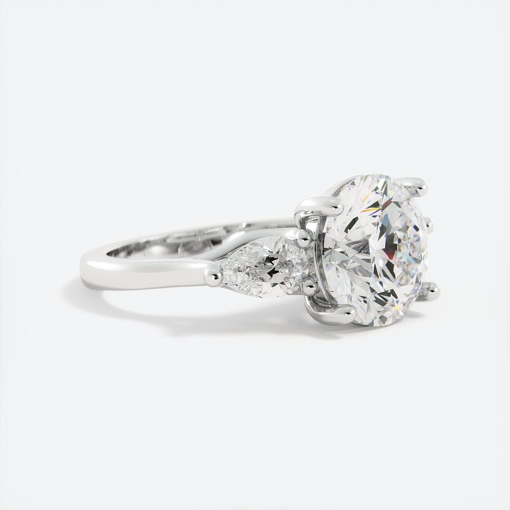 3.0 Carat Round Cut Diamond Engagement Ring 14k White Gold - Balacia