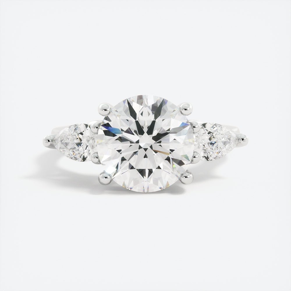 3.0 Carat Round Cut Diamond Engagement Ring 14k White Gold - Balacia