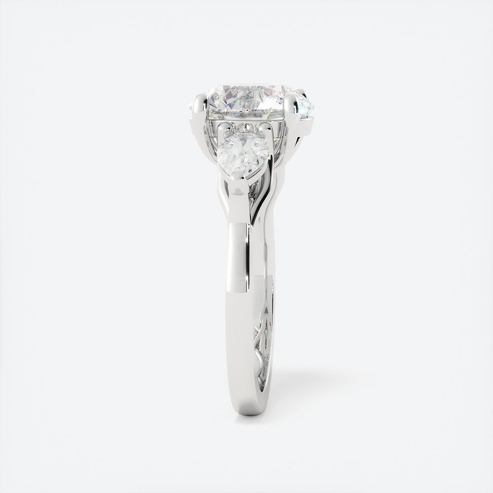 3.0 Carat Round Cut Diamond Engagement Ring 14k White Gold - Balacia