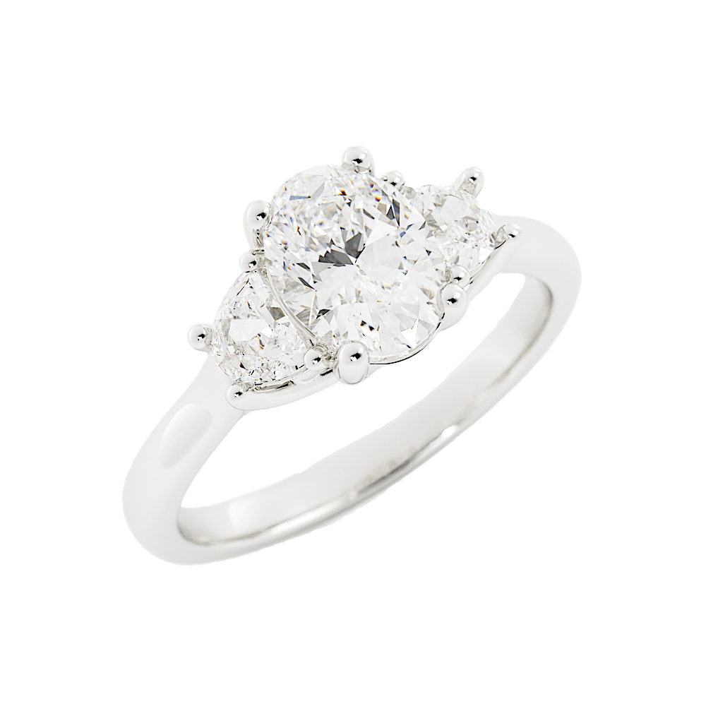 3.2 Carat Oval Cut Moissanite Engagement Ring 14k White Gold - Balacia