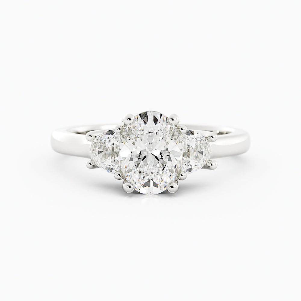 3.2 Carat Oval Cut Moissanite Engagement Ring 14k White Gold - Balacia